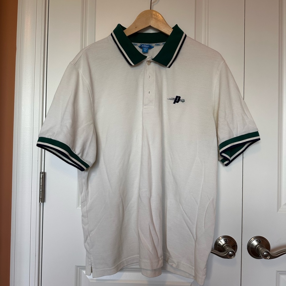 White Prince Polo Shirt with Embroidered P and a Pickleball Logo. Men’s size XL.
